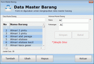 Program Inventaris Barang Menu Input Data Barang